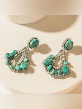 Myra Bag Sonoran Stone Turquoise Beaded Teardrop Earrings